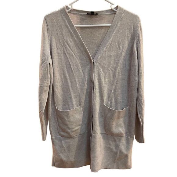 Eileen Fisher Cardigan Women’s XS 100% Merino Wool Heather Gray Button Up FLAWED - Picture 1 of 6